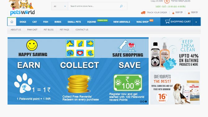 pets world landing page