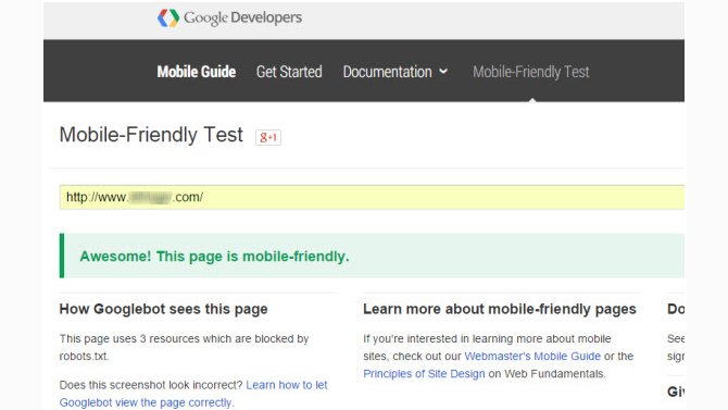 mobile friendly test